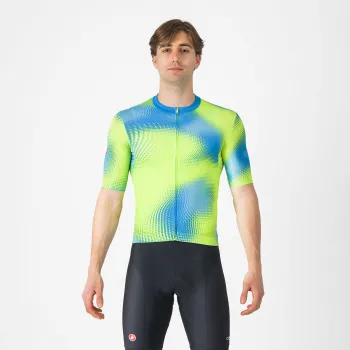 Castelli - tricou ciclism maneca scurta regular fit - Vortice Jersey - albastru | verde lime