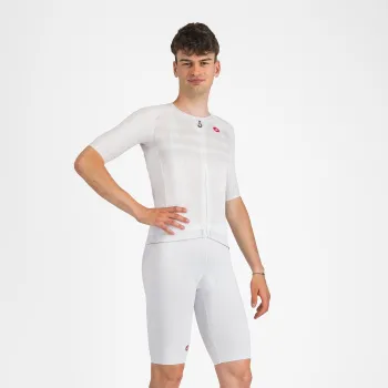 Castelli - pantaloni ciclism scurti cu bretele - Free Aero Race S Bibshort - alb