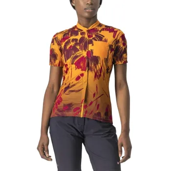Castelli - tricou ciclism pentru femei, maneca scurta Unlimited Sentiero jersey - portocaliu visiniu barbaresco