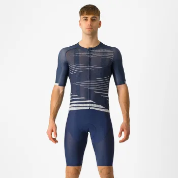 Castelli - pantaloni ciclism scurti cu bretele - Superleggera Bibshort - 20-40 gr C - albastru belgian