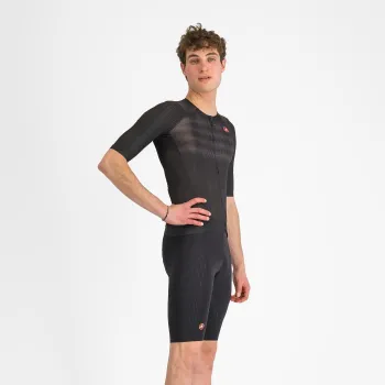 Castelli - pantaloni ciclism scurti cu bretele - Free Aero Race S Bibshort - negru
