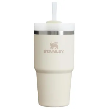 Stanley - termos tip sticla cu pai - Quencher H2.0 FlowState - Crem - 0.6L