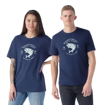 Smartwool - tricou merino - Trout Fishing Short Sleeve Graphic Tee - Albastru