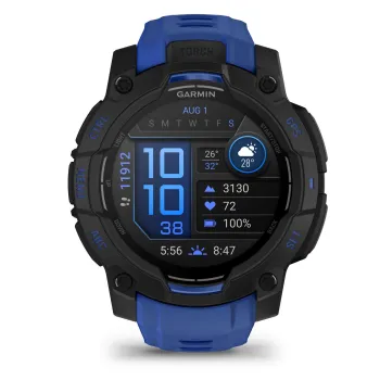 Garmin INSTINCT 3 - 45 mm AMOLED negru cu curea albastru inten | neagră - smartwatch robust cu GPS