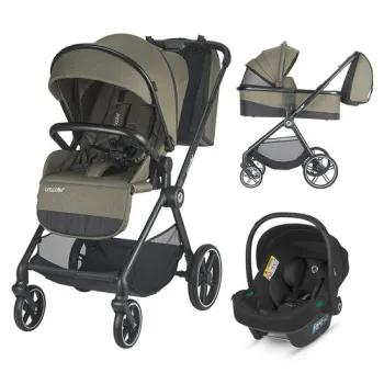 Carucior modular 3in1 Coccolle Lissia Moss green +Scoica auto iSize Coccolle Knox Black