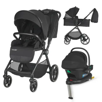 Carucior modular 4in1 Coccolle Lissia Anthracite cu Scoica auto iSize Coccolle Knox Black si Baza isofix iSize Coccolle Knox