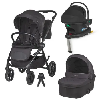 Carucior modular 4in1 Coccolle Serry Jet black cu Scoica auto iSize Coccolle Knox Black si Baza isofix iSize Coccolle Knox