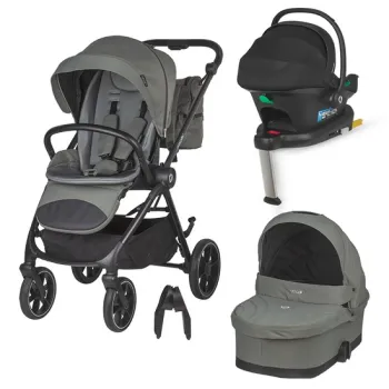 Carucior modular 4in1 Coccolle Serry Moss green cu Scoica auto iSize Coccolle Knox Black si Baza isofix iSize Coccolle Knox