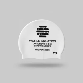 Cască înot TYR World Aquatics Otopeni 2025 - alb/negru, ediție limitată