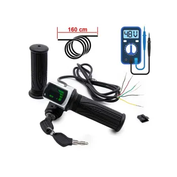 Maneta acceleratie pentru trotinete cu indicator 48V, cheie si conector SM