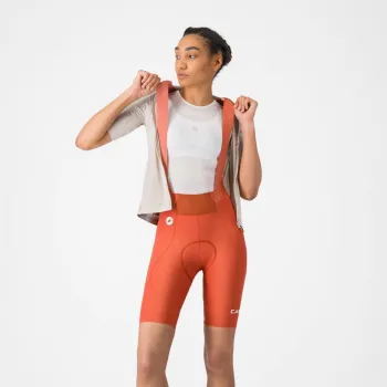 Pantaloni scurti cu bretele Castelli Espresso 2 W DT, pentru femei, paprika XS