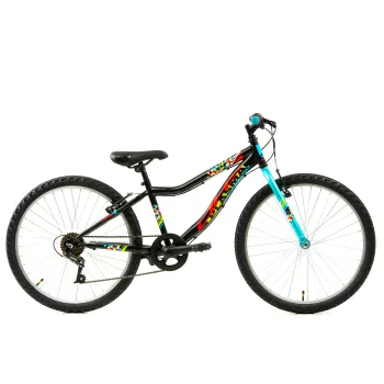 Bicicleta Copii DHS Plasma - 24 Inch, Negru-Roz Reambalat
