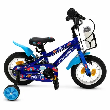 Bicicleta Copii DHS Rocket - 12 Inch, Albastru inchis, Reambalat