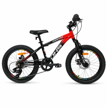 Bicicleta Copii Dhs Terrana 2023, model 2026 - 20 Inch, Rosu-Negru