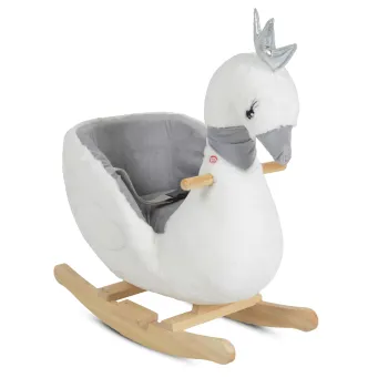 Balansoar plusat pentru copii Moni Swan, model lebada, cu manere si sezut confortabil
