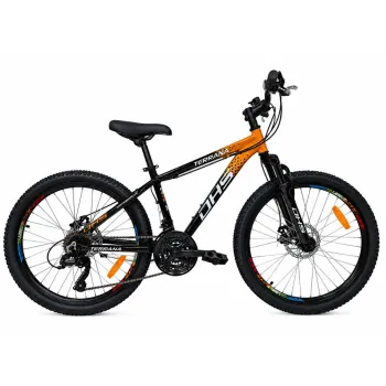 Bicicleta Copii Dhs Terrana 2423B, model 2026 - 24 Inch, Negru-Portocaliu