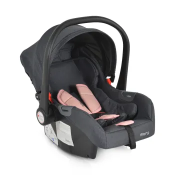 Cos auto tip scoica pentru bebelusi, Cangaroo Trio 40-86 cm, siguranta si confort in masina, Gri/Roz