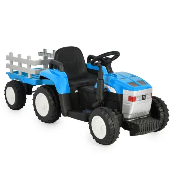Tractor electric pentru copii Moni Dallas cu remorca, Albastru