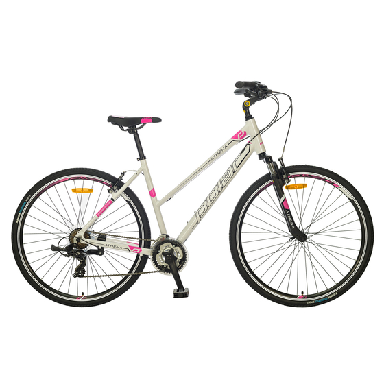 Bicicleta Trekking Polar Athena - 700C, L, Alb-Roz, Culoare produs: Alb/Roz, Marime produs: L