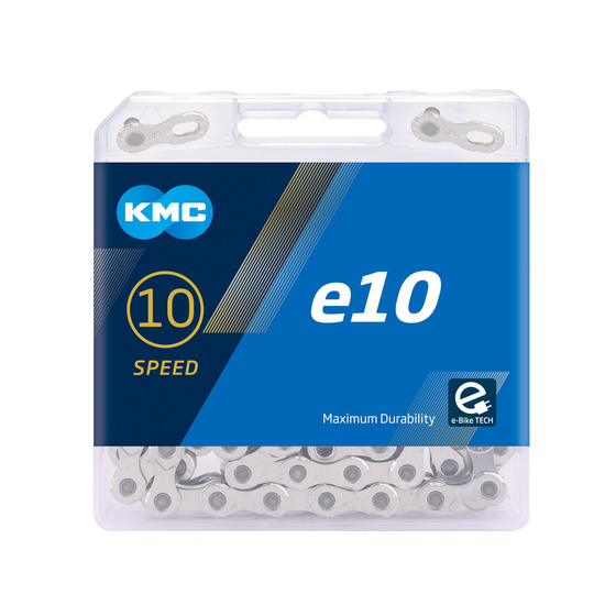 Lant e-Bike KMC E10 Turbo, 10 Viteze, 1/2 x 11/128 Inch, Argintiu