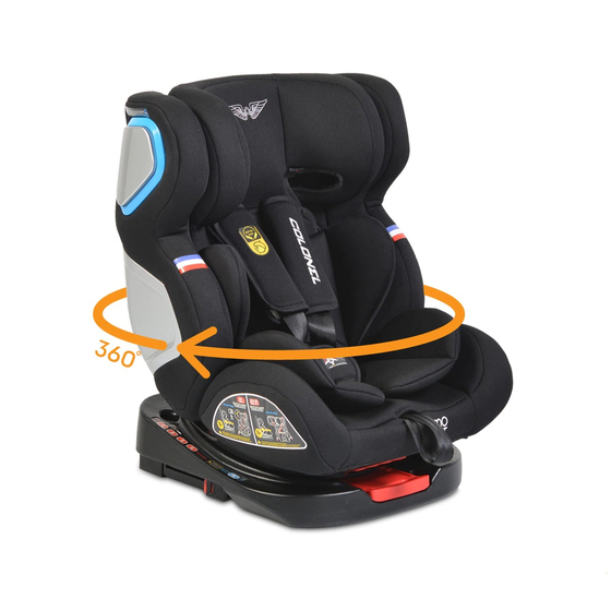 Scaun auto rotativ Moni 0-36 kg Colonel dark cu isofix, Culoare produs: Negru