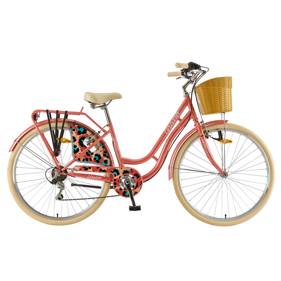 Bicicleta Oras Polar Grazia 6s - 28 inch, L, Coral Leopard, Culoare produs: Coral Leopard, Marime produs: L