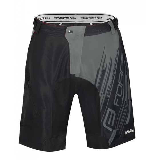Pantaloni Force Downhill MTB cu sub-pantaloni cu bazon Negru/Gri XS