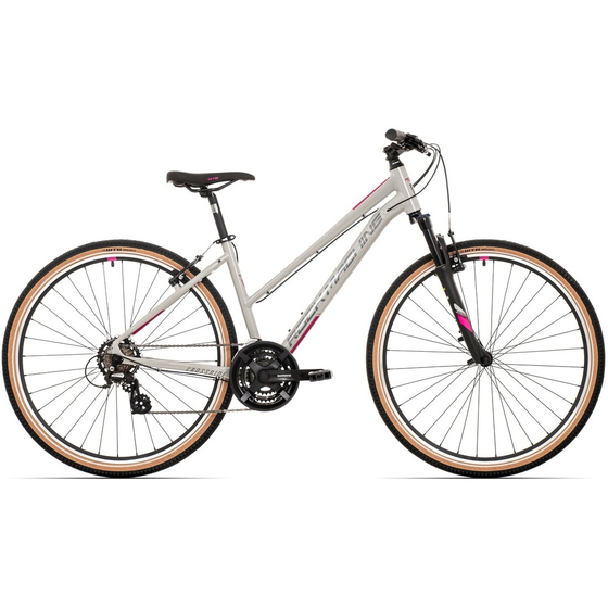 Bicicleta Rock Machine Crossride 100 Lady 29 Gloss Light Grey/Dark Grey/New Pink 19.0 - (L)