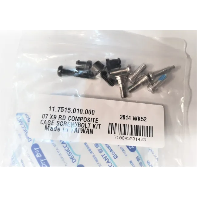 07 X9 Rd Composite Cage Screw/Bolt Kit - Silver-Black