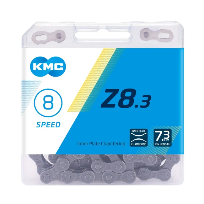 Lant Bicicleta KMC Z8.3 - 1/2 x 3/32 inch, 6-8 Viteze, Argintiu-Gri