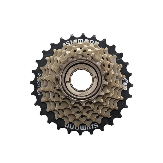 Pinion Bicicleta Filetat Shimano Tourney MF-TZ500, 7Vit, 14-34T, MEGA RANGE, Maro-Negru, OEM