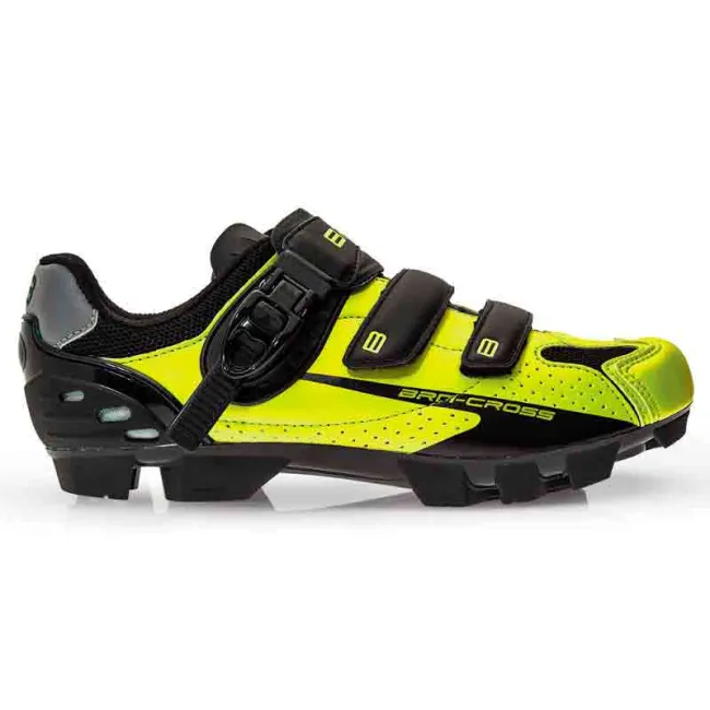 Pantofi Ciclism Brn Cross Fl Mtb - 42, Negru-Verde Fluorescent