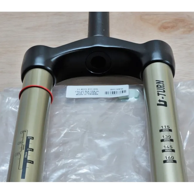 Csu U-Turn Al Steerer - 1-1/8 Inch, Black Crown, Gold