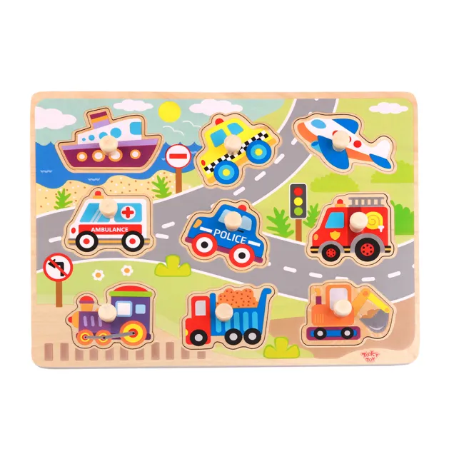 Puzzle copii, Vehicule Tooky Toy Ty859, lemn