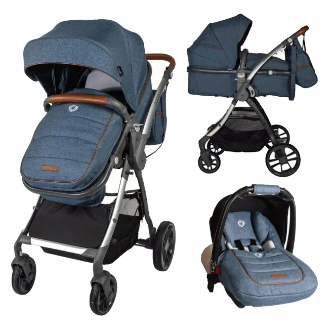 Carucior Transformabil 3 In 1 Coccolle Acero - Albastru