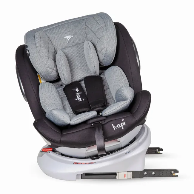 Scaun Auto Rotativ cu Isofix Si Centura Hapi Ozy - Gri