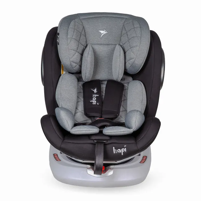 Scaun Auto Rotativ cu Isofix Si Centura Hapi Ozy - Gri