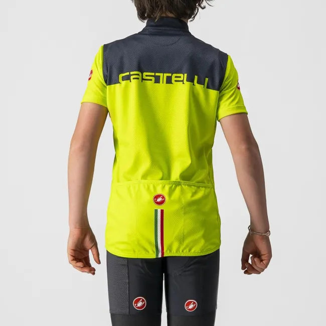 Tricou cu maneca scurta Castelli Neo Prologo, pentru copii, Galben Fluo/Bleumarin, 4A