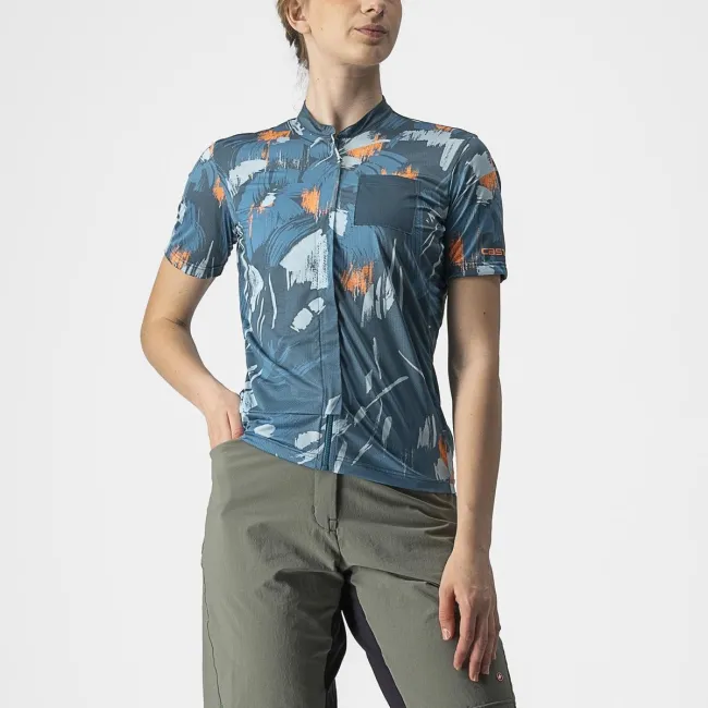 Tricou cu maneca scurta Castelli Unlimited, Sentiero, de dama, Bleumarin/Bleu/Portocaliu, XS