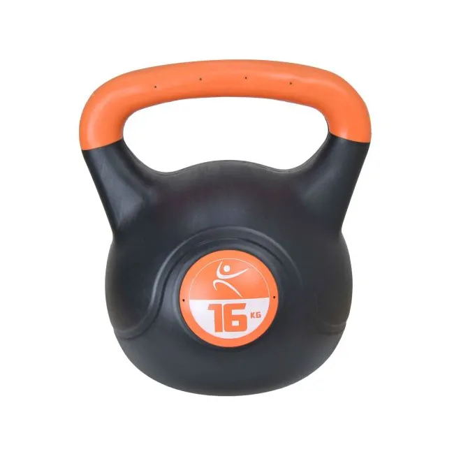 Kettlebell Vinil - 16 Kg, Negru-Portocaliu