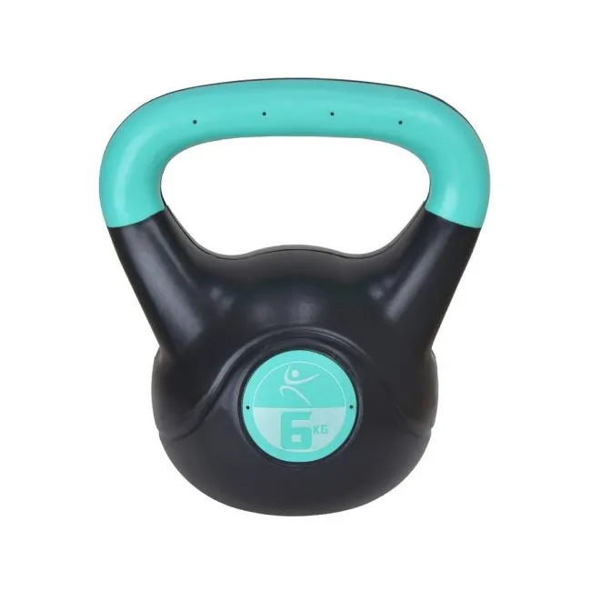 Kettlebel Vinil - 6 Kg, Negru-Turcoaz