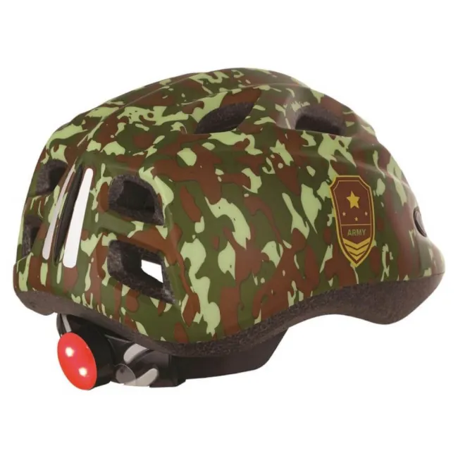 Casca Ciclism Copii Cu Led Polisport Army - 52-56 cm, S, Verde