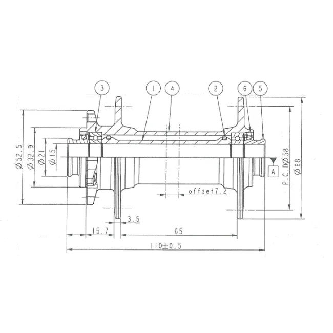 Butuc Fata Disc Joytech D041-B15 - 32H, Ax 15 x 110 mm, Negru