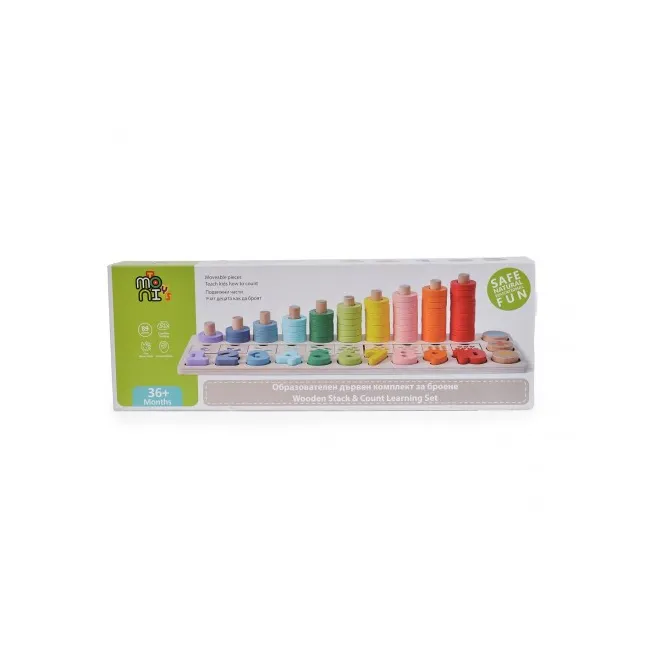 Joc Educativ Din Lemn Moni 2052 - 89 Pcs, 3 Ani+, Multicolor