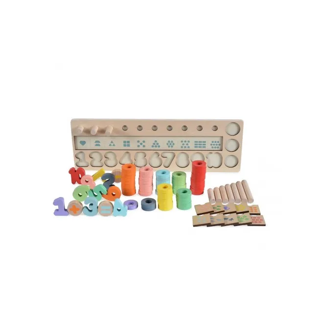 Joc Educativ Din Lemn Moni 2052 - 89 Pcs, 3 Ani+, Multicolor