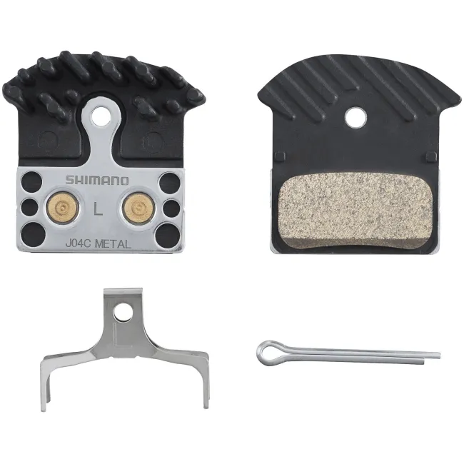 Placute Frana Bicicleta Shimano J04C, Metal, cu aripioare racire, cu arc/siguranta, 1 per.
