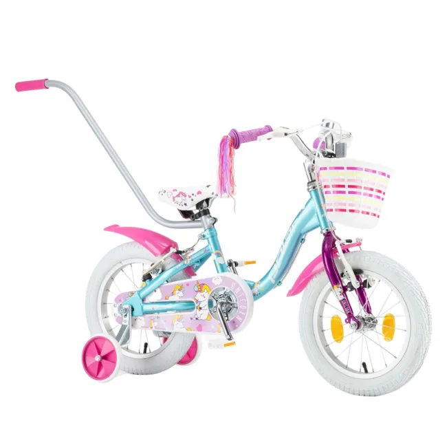 Bicicleta Copii Polar 2023 Unicorn - 14 Inch, Albastru-Roz