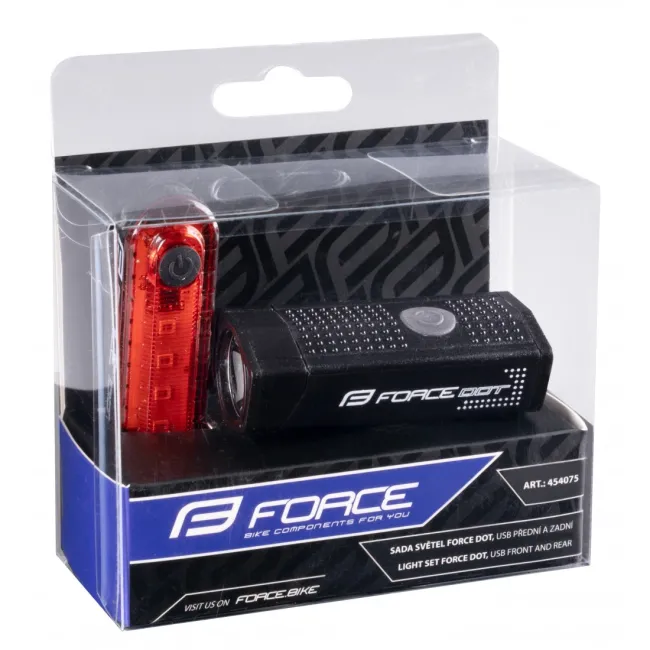 Set Lumini Bicicleta Force DOT USB - Negru