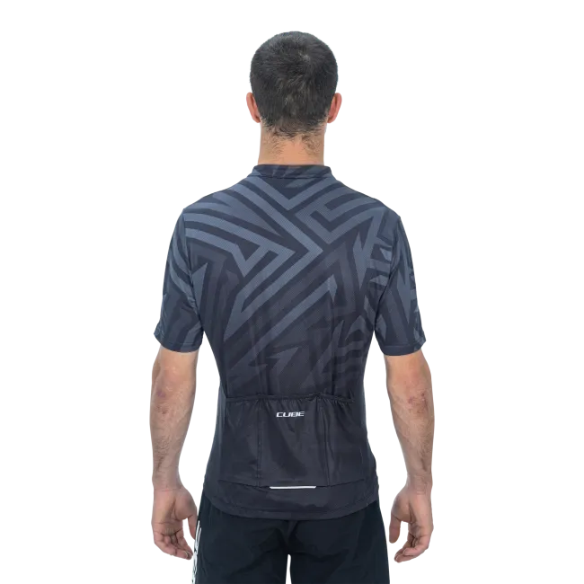 TRICOU CICLISM CUBE ATX JERSEY FULL ZIP CMPT S/S BLACK GREY S