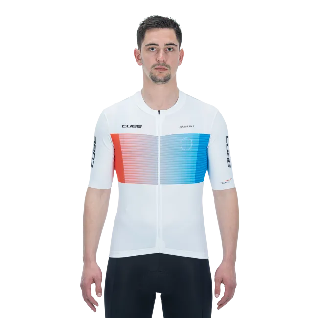 TRICOU CICLISM CUBE TEAMLINE JERSEY S/S WHITE BLUE RED M